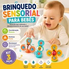 Kit 3 Brinquedos Sensoriais para Bebês com Ventosa Montessori