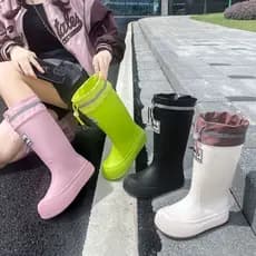 Novo estilo botas de chuva da moda feixe boca mais botas de chuva de veludo adulto antiderrapante sapatos de água à prov