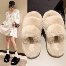 Influenciador sapatos peludos de venda quente feminino exterior Wear 2025 verão novo estilo outono moda passeio chinelos