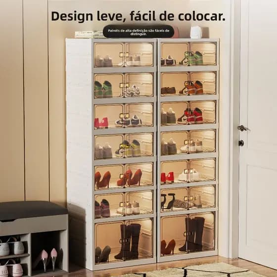 Envio local, caixa transparente para sapatos, caixa organizadora, sapateira sem montagem, sapateira dobrável
