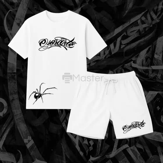Kit Camiseta + Short Tectel Osascorte Moto Grau 244 Motoqueiro Favela 100% Algodão Aranha