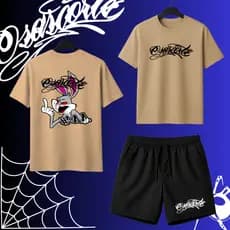 Kit Camiseta + Short Tectel Coelho E Osascorte Moto Grau 244 Bravo Raivoso Motoqueiro Favela