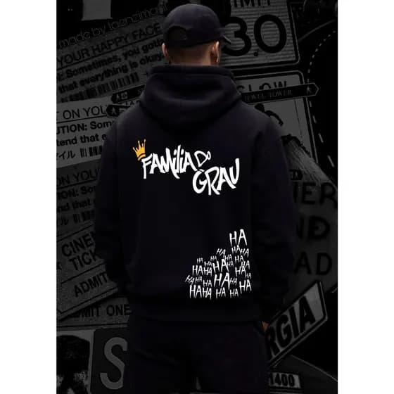 Moletom Blusa de Frio Osascorte Grau 244 Coroa Empinando Frase Moto Motoqueiro
