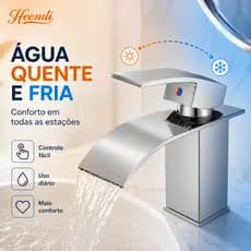 Heemli Torneira de banheiro , em aço inoxidável cromado, quadrada, para água quente e fria