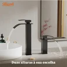 Heemli Torneira para Banheiro Cascata Alta de Bancada Misturador Quente e Fria para Lavatório