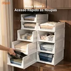 Caixa Organizadora Dobrável Heemli para Guarda-Roupa, Design Deslizante e Fácil de Limpar, Tamanhos P e G