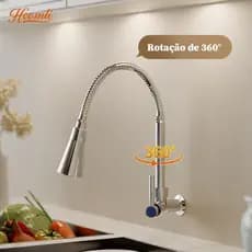 Inox Prata Torneira  Gourmet Cozinha para Parede de Cozinha com Chuveiro Flexível 360° Heemli