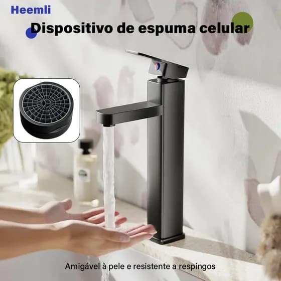 Heemli torneira quadrada preta quente e fria torneira de armário de banheiro preto torneira de pintura