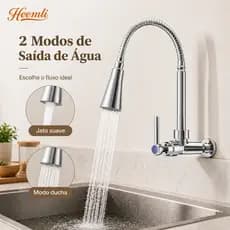 Heemli Torneira Gourmet Cozinha para Parede de Cozinha com Chuveiro Flexível 360° para Pia de Cozinha Gourmet Cromado