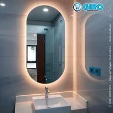 Espelho Oval Orgânico LED | Iluminação Quente ou Fria para Banheiro Sala Quarto
