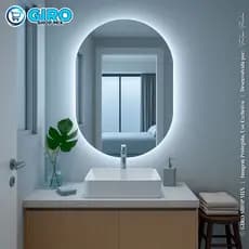 Espelho Oval Orgânico 40x50 cm | Opção com LED ou Sem | Espelho Decorativo para Banheiro Quarto Sala