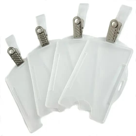 Kit Porta Crachá Rigido Modelo Vertical e Horizontal + Prendedor Jacaré com Alça Leitosa