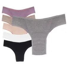 Kit 5 Calcinhas Tanga Algodão Forro 100% Algodão Dia a Dia Sortidas