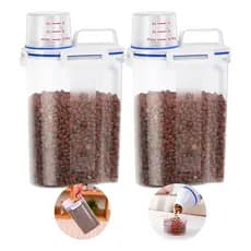 KIT 2 Potes Hermético Copo Medidor Bico Dosador Cozinha Mantimento Lavanderia Multiuso 2L