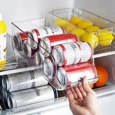 Kit 2 Organizadores Transparentes Para Geladeira Com Alça Porta Latas Frutas Bebidas Multiuso
