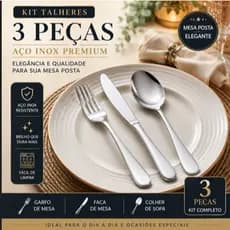 Jogo de Talheres Aço Inox 18 Peças Faqueiro Completo Mesa Posta Elegante