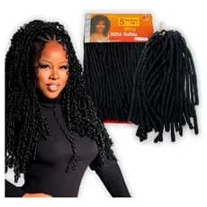 Cabelo Cacheado Original Nina Softex Crochet Braids Fibra Sintética 100 e 360 Gramas - PRETO #1
