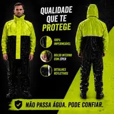 Conjunto Capa De Chuva Motoqueiro Nylon Emborrachado Impermeável Reforçado Para Moto Motoboy