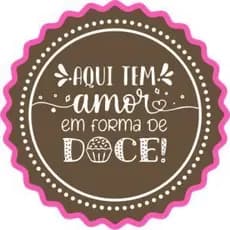 Kit 60–300 Etiquetas Adesivas Aqui Tem Amor em Forma de Doce – Para Embalagens de Doces