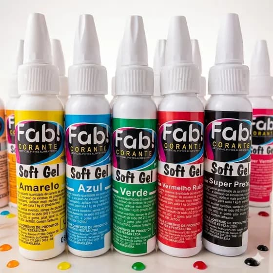 Corante Alimentício Soft Gel FAB 25g Concentrado – Ideal para Bolo, Cupcake, Chantilly, Confeitaria