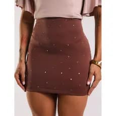 Saia Feminina Neoprene Pedraria Strass Brilhosa Estilosa Festa Balada Noite Modelo PDL