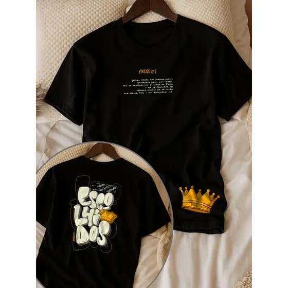 Roupas Cristãs Infantis – Camiseta Gospel “Escolhidos” Estampada em Algodão Confortável