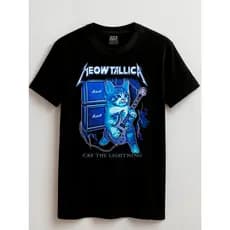 Camisa Meowtallica Juvenil e Infantil 2 ao 16 anos Rock Streetwear 100% Algodão