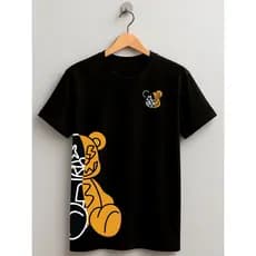 Camiseta Camisa Algodão Urso Maneiro Juvenil e Infantil Menino Menina 2 ao 16 anos Verão Streetwear Malha Penteada