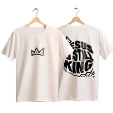 Camiseta Infantil e Juvenil Unissex Estampas Religiosa Gospel para Crianças de 4 a 16 anos Malha Penteada