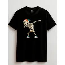 Camisa T-shirt Juvenil e Infantil para crianças 2 ao 16 anos Halloween Esqueleto Dab Unissex