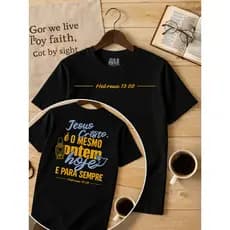 Camiseta Gospel Infantil Roupa Cristã em Algodão Estampa Deus Amou o Mundo