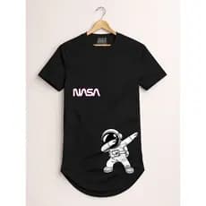 Camiseta Longline Infantil AstroDab Algodão Premium Confortável Roupa Criança Menino Menina 2 a 16