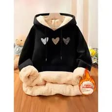 Blusa Moletom Feminino Casaco Moletom Feminino Moletom Peluciado Feminino Grosso Estiloso Premium Mulheres
 Preto