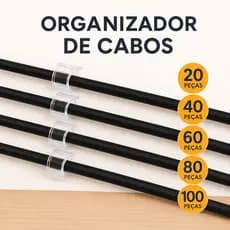 KIT Clips Fixador Organizador de Fios e Cabos Autoadesivo