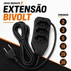 Extensão Elétrica Com 3 Tomadas Bivolt Cabo Resistente  2,3,5,10,20,30 METROS