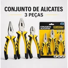 3 Peças de Kit de Alicates Premium Bico Reto 6" Corte 6" Universal 8"