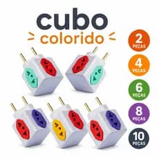 Adaptador de Tomada Colorido 4 Entradas Universal Bivolt Compatível 10A e 20A