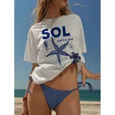 Camiseta Feminina Praia Sol Linda Delicada Tshirt Algodão Camisa Modinha Blogueira Fofa