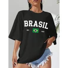 Camiseta Feminina Brasil Delicada Feita para Treino Academia Casual Tshirt Algodão Camisa Modinha