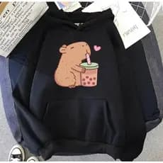 Moletom Canguru Bluasão De Frio Estampa Capivara Milk Fofa Tumblr Com Capuz Casaco Blusa