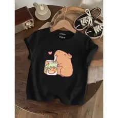 Camiseta Infantil Capivara Suco de Laranja Blusinha Menina Algodão Premium