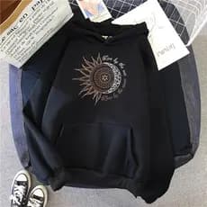Moletom Feminino Com Capuz Sol e Lua Estampado Top