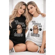 Kit 2 Camiseta Básica Feminina Força do Ódio Camisa Tshirt Estampadas Algodão Premium Lançamento