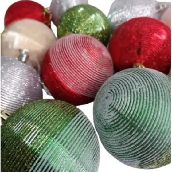 KIT C/3 Bolas de Natal 8CM  Enfeite Natalino Artigo de Festa Decoração- CN6535