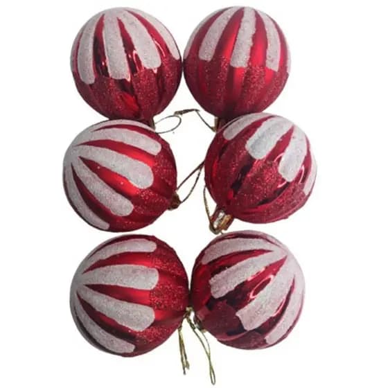 KIT C/6 Bolas de Natal 6CM Enfeite Natalino Artigo de Festa Decoração - CN6537