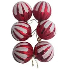 KIT C/6 Bolas de Natal 6CM Enfeite Natalino Artigo de Festa Decoração - CN6537