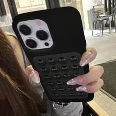 Capa De CASE Com Suporte De Ventosa 3D Para iPhone 17 16e 15 14 13 12 11 Pro Max Plus XS Litchi Padrão Macia