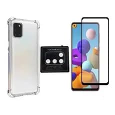 Pelicula Vidro 3D 9D Para Samsung Galaxy A21s + Capa Case Capinha Anti Shock + Pelicula Camera 3D kit