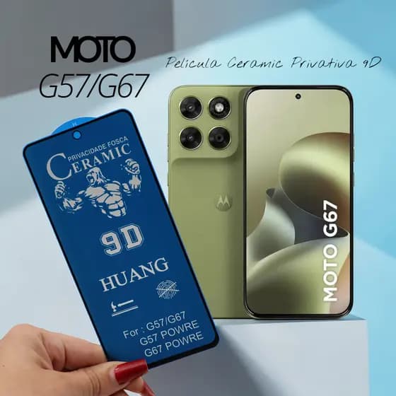 Película Cerâmica 9D Privacidade Fosca para MOTOROLA  G57/G67 Anti Espião