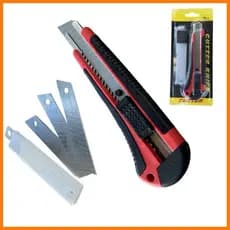 Estilete Profissional 18mm Auxom Emborrachado com Trava e Lâminas SK5